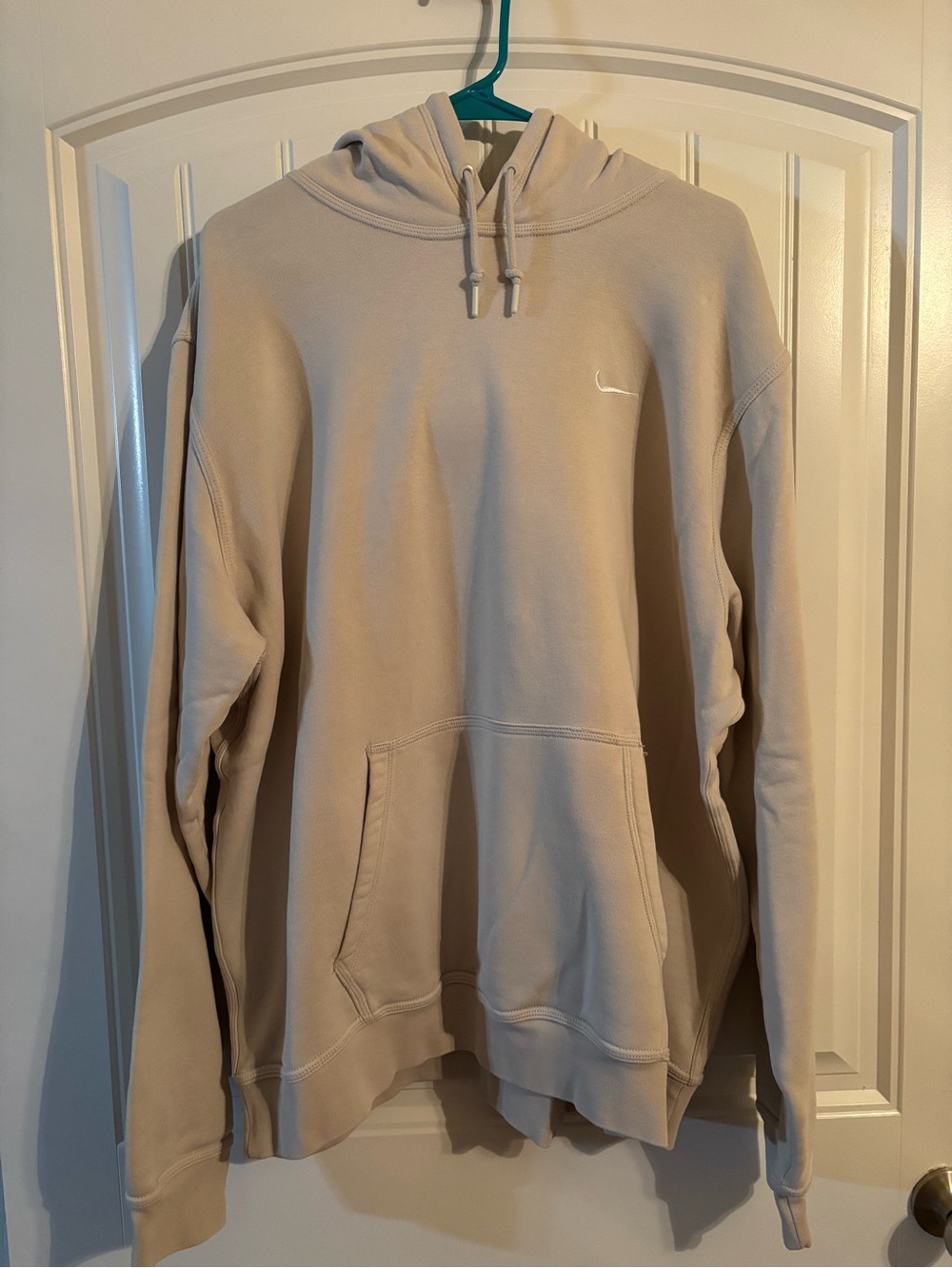 Nike Light Beige Pullover Hoodie with Small Swoosh